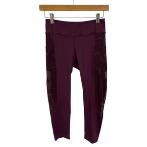 Bloch Capri Leggings Burgundy Mesh Pockets Gymcore Athleisure Small